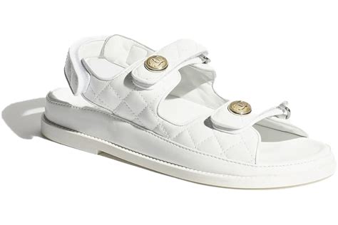 chanel quilted sandals white